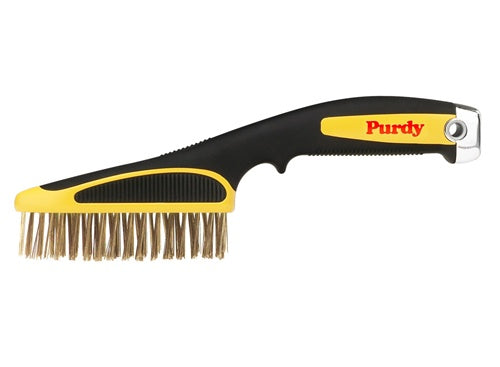Purdy Short Handle Wire Brush image highlighting the Rust resistant stainless steel bristles.