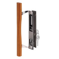Patio Door Flush Handle with Wood Handle Pull & Keeper Black C 1032