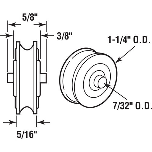 Prime Line 1-1/4 Inch Precision Steel Bearing Roller Built-in Axle 2-Pack D 1765