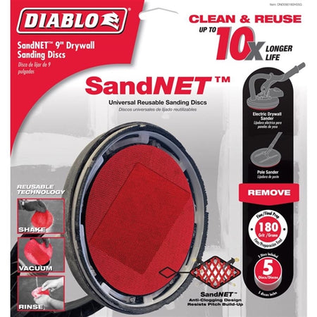 Diablo SandNet 9 in. L X 9 in. W Ceramic Blend Drywall Sand Pad 5-Pack