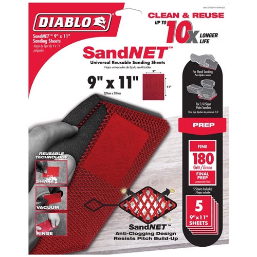 Diablo SandNet 9 in. W X 11 in. L Ceramic Sanding Sheet 5-Pack
