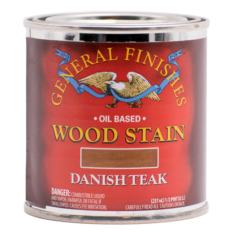 General Finishes Oil Based Penetrating Wood Stain 1/2 PINT Danish Teak