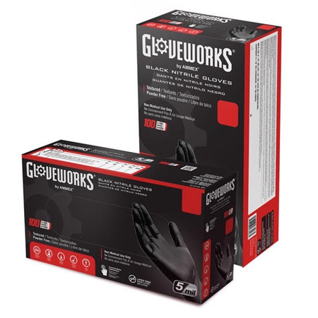 Gloveworks Nitrile Disposable Gloves Black Powder Free 100-Pack