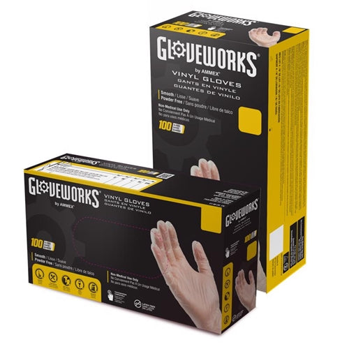 Gloveworks Vinyl Disposable Gloves Clear Powder Free 100-Pack