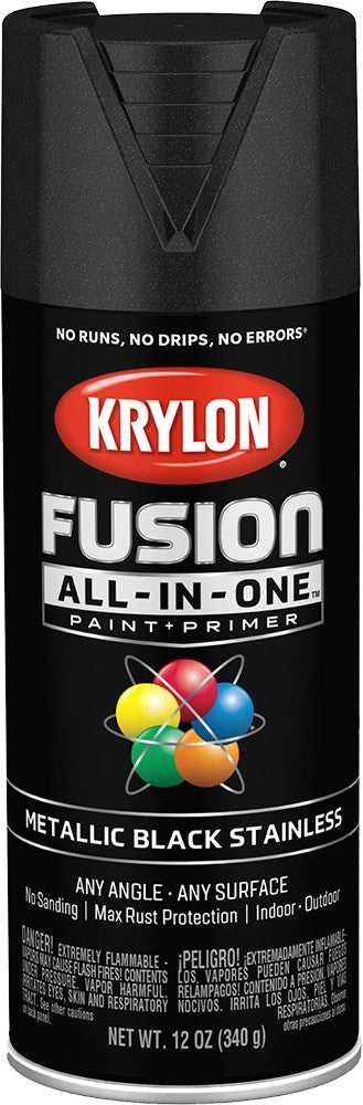 Krylon Fusion All-In-One Metallic Spray Paint Black Stainless