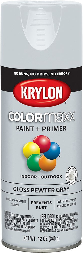Krylon COLORmaxx Gloss Spray Paint Pewter Gray