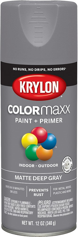 Krylon COLORmaxx Matte Spray Paint Deep Gray