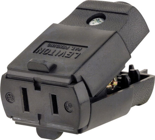 Leviton Commercial and Residential Thermoplastic Ground/Straight Blade Connector 1-15R 20-16 AWG 2-Pole