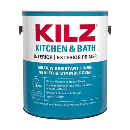 KILZ Kitchen & Bath White Flat Water-Based Primer and Sealer Gallon L204511