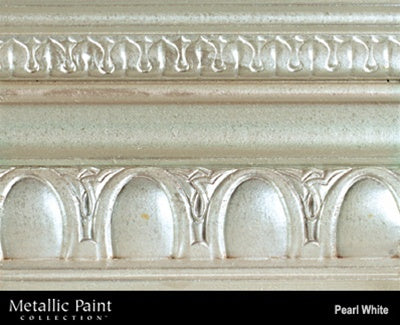 Modern Masters Sheer ME196 Pearl White on a piece of crown molding.