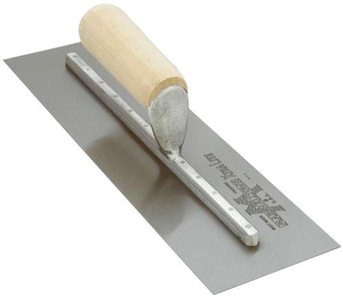 Marshalltown 14" High Carbon Steel Finishing Trowel with Straight Wood Handle