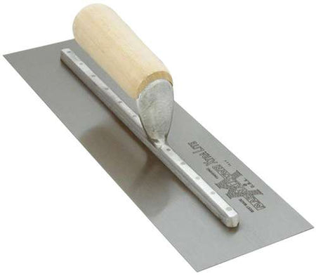 Marshalltown 18" High Carbon Steel Finishing Trowel with Straight Wood Handle