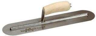 Marshalltown Fully Rounded High Carbon Steel Finishing Trowel w/Curved Wood Handle