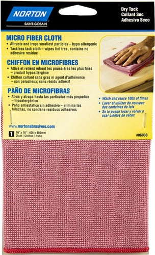 Norton 16" x 16" Red Dry Tack Microfiber Cloth 06038