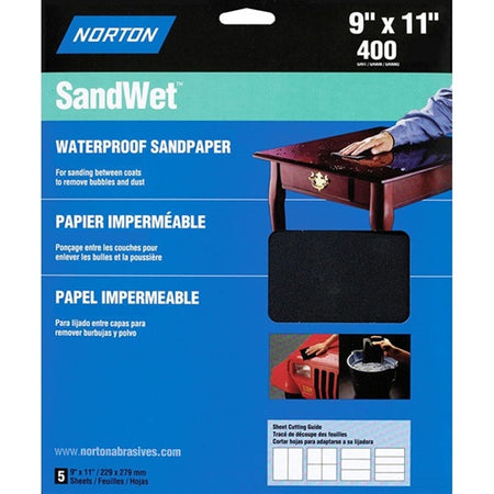 Norton 9" X 11" SandWet Waterproof Sandpaper 5 Pack