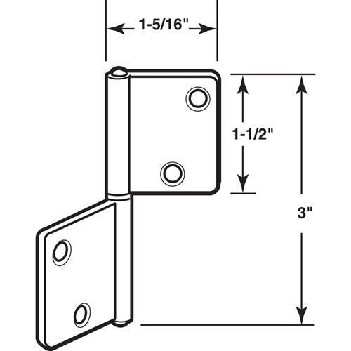 Prime-Line Brass Plated Non- Mortise Style Bi-Fold Door Hinges 2-Pack N 7025