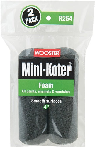 Wooster Mini-Koter Pro Foam Roller Cover R264 image highlighting the charcoal-colored foam and closed end core.