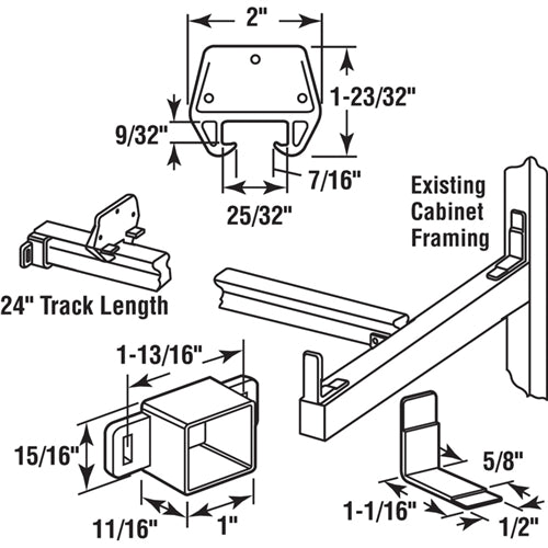 Prime-Line Wood Drawer Track Repair Kit R 7144