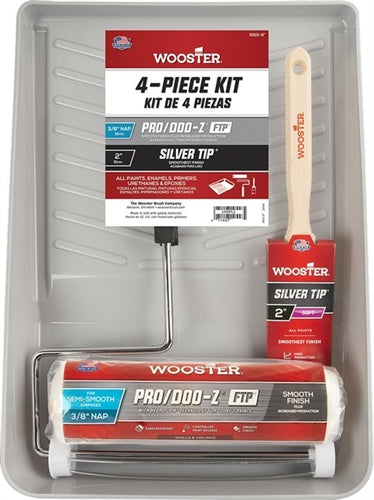 Wooster R915 Pro/Doo-Z FTP Silver Tip Kit showing the tray, roller and brush kit.