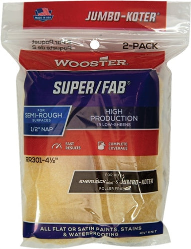 Wooster Jumbo-Koter Super/Fab Mini Roller Cover image showing the golden yellow fabric, exclusively from Wooster,