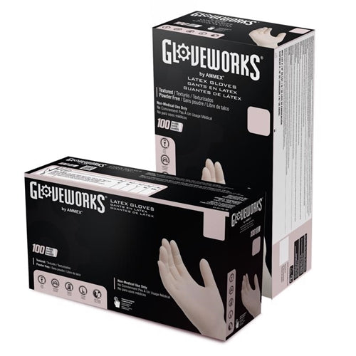 Gloveworks Latex Disposable Gloves Ivory Powder Free 100-Pack