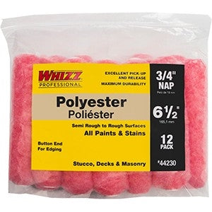 Whizz 6-1/2" x 3/4" Polyester Roller Covers 12-Pack 44230
