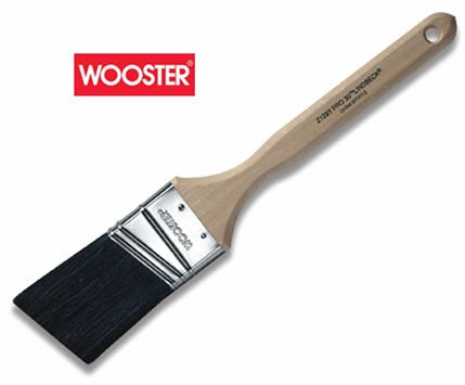Wooster Z1293 2-1/2" Pro Classic Black China Firm Bristle Angle Sash Paint Brush showcasing black china bristles and maple wood handle.