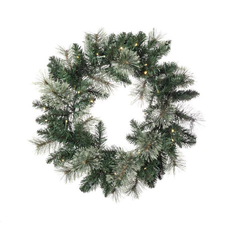 Christmas wreath with lights on a white background
