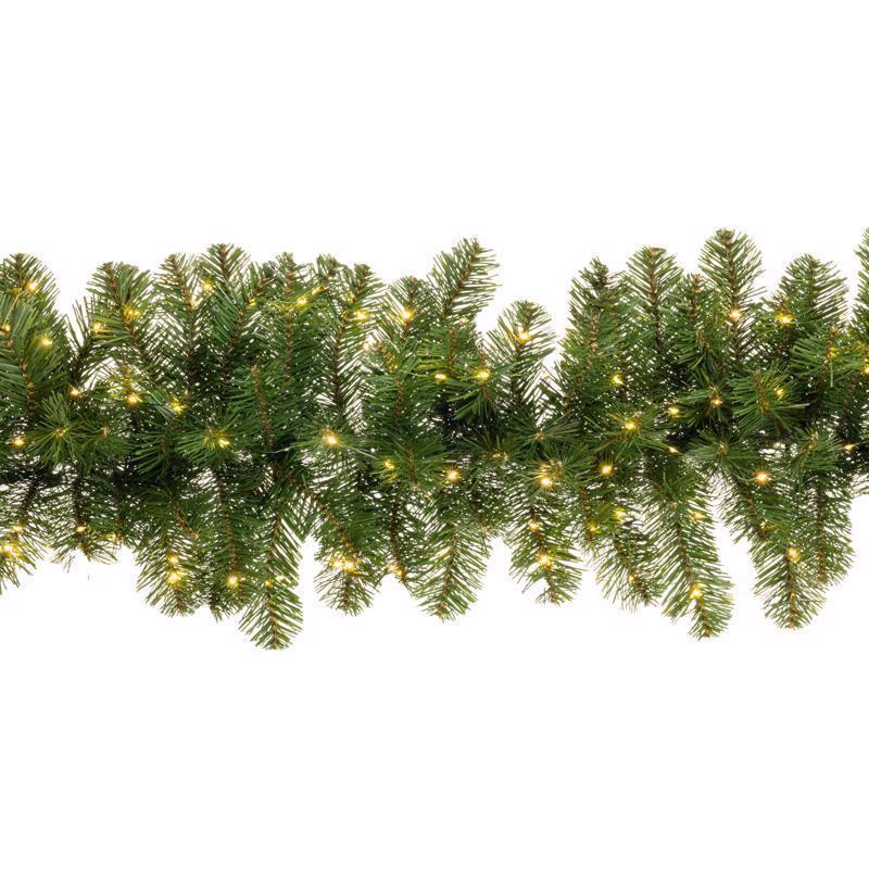 Christmas garland with lights on a white background