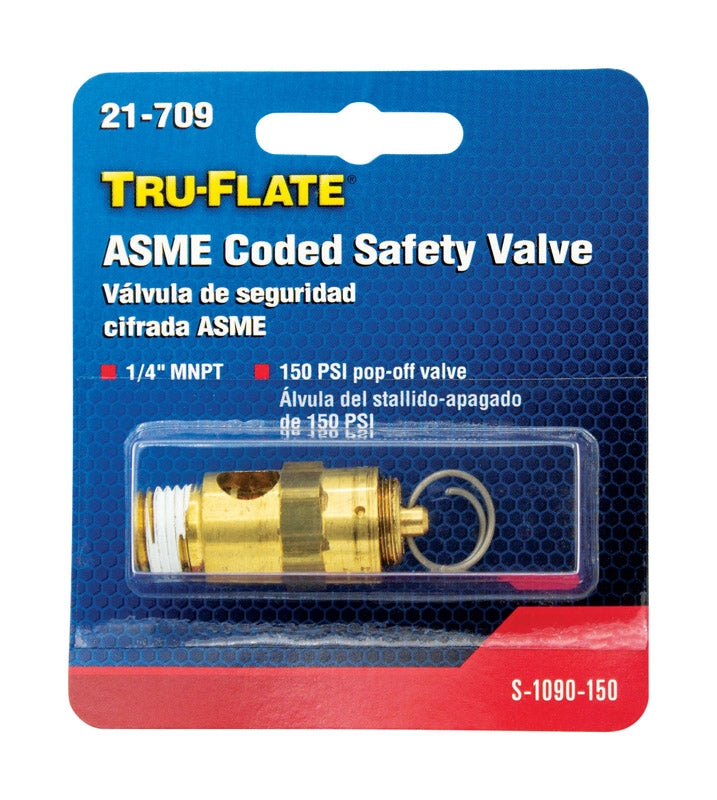 Tru-Flate Brass Safety Valve 1/4 Inch 150 PSI 21-709