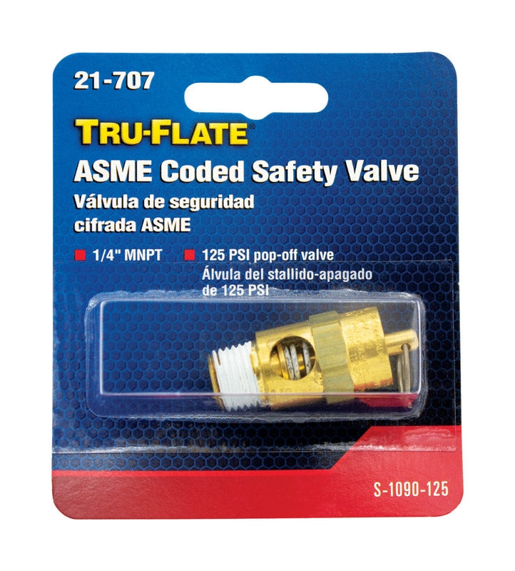 Tru-Flate Brass Safety Valve 1/4 Inch 125 PSI 21-707