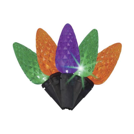 Colorful butterfly-shaped lights with a central black base on a white background