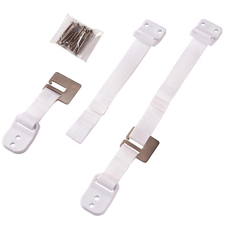 Safety 1st Furniture Wall Straps 2-Pack 11014 with gold buckles and screws on a white background
