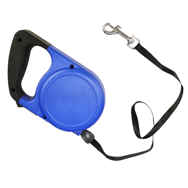 PDQ Blue retractable dog leash on a white background