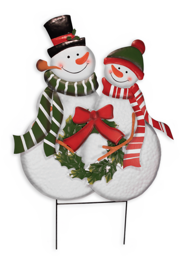 33 Inch Metal Snowman Couple Stake 12210 - Box of 6