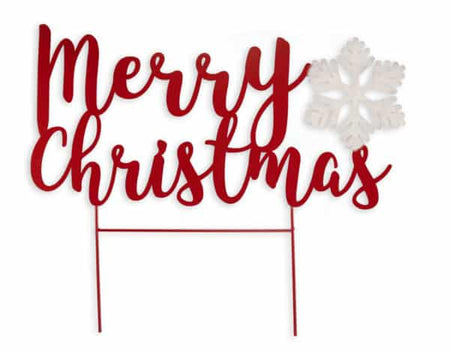 Decorative sign with 'Merry Christmas' text and a snowflake on a white background