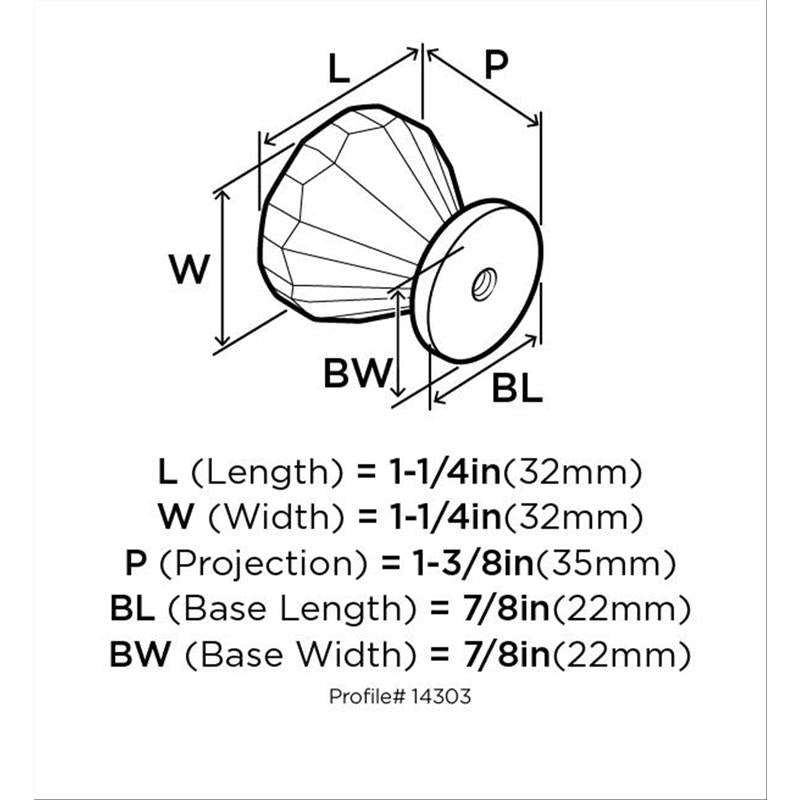 Technical drawing of the Amerock 14303ORB with dimensions labeled