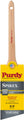 A single paint brush with a light wood handle and a yellow-and-black branded base, shown against a plain white background. The brand name Purdy is prominently visible on both the handle and the base.