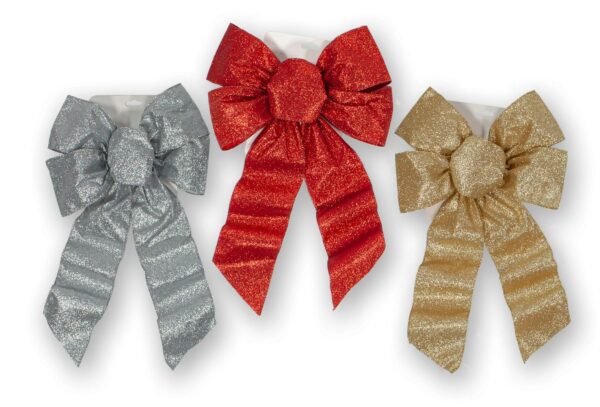 Holiday Assorted Glittered Bow 15417 - Box of 24