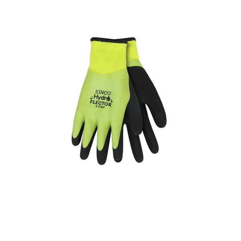 Pair of Kinco 1786P Hydroflector  green and black gloves with 'Kinco' branding on a white background
