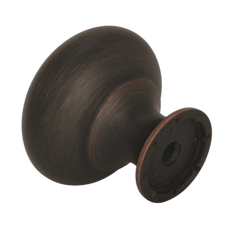 Amerock Allison Round Cabinet Knob Oil rubbed bronze on a white background