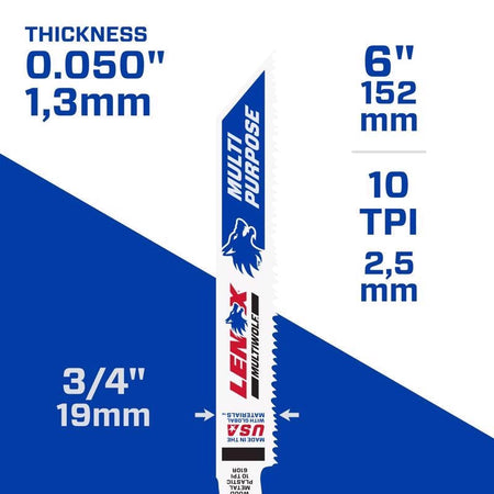 Lenox 10 TPI 6-3/4 In. General Purpose Bi-Metal Reciprocating Saw Blade 20561-S610R