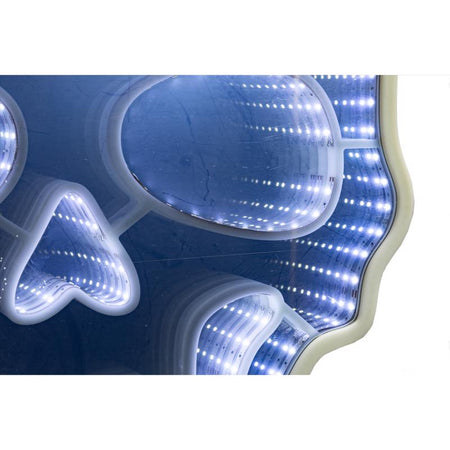 Decorative light fixture with blue LED lights on a white background