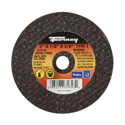 Forney 71843 Cut-Off Wheel, Metal Type 1, 3" X 1/8" X 3/8"