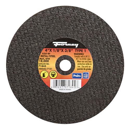 Forney 71845 Cut-Off Wheel, Metal Type 1, 4" X 1/8" X 3/8"