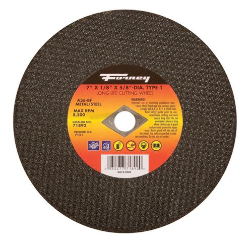 Forney 71892 Cut-Off Wheel, Metal Type 1, 7" X 1/8" X 5/8"