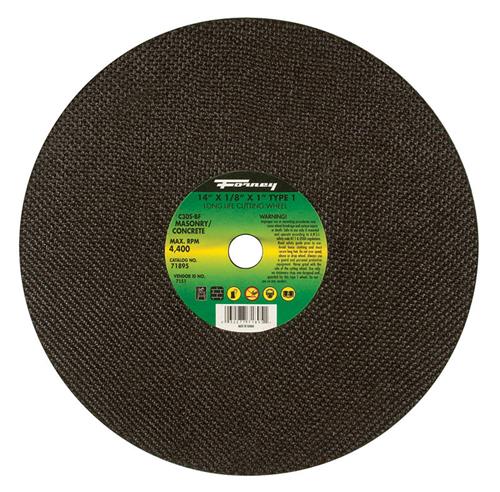 Forney 71895 Cutting Wheel, Masonry-Asphalt Type 1, 14" x 1/8" X 1"