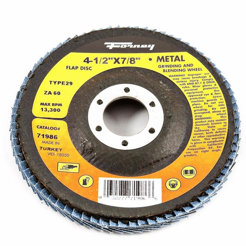 Forney 71986 Flap Disc, Type 29, 4-1/2" x 7/8" ZA60