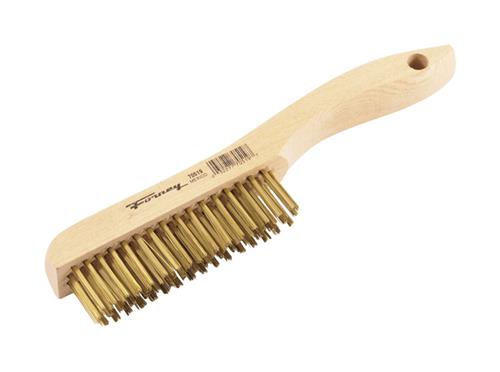 Forney 70519 Scratch Brush Brass 4 x 16 Shoe Handle