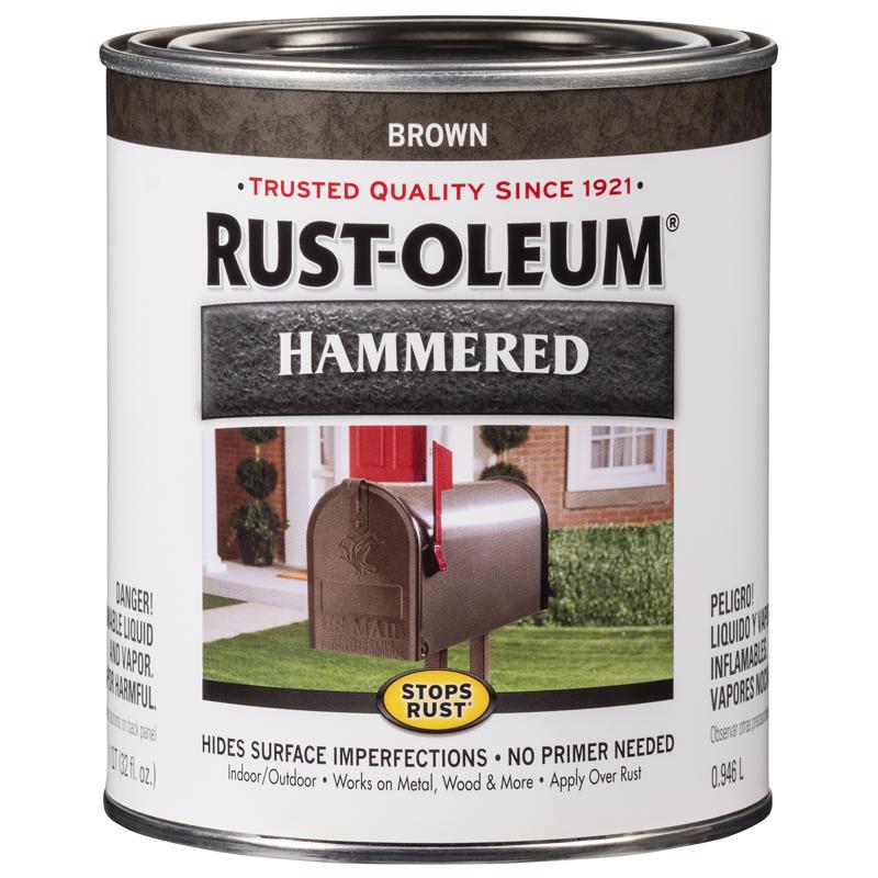 Rust-Oleum Stops Rust Hammered Brush-On Paint Quart Brown